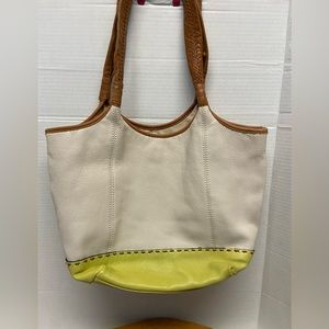 The Sak Cream & Yellow Leather Hobo Tote